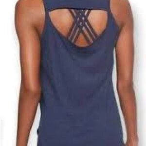 Athleta Organic Daily Open Back Cowl Tank Top Navy